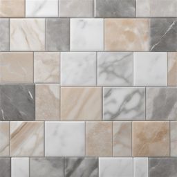 Marble and porcelain and travertine and granite and porcelain square tile pattern top view, product photoshoot realistic background, hyper detail, high resolution