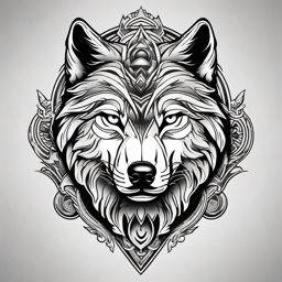 Traditional Wolf Head Tattoo,classic tattoo, wolf's head rendered in timeless style, paying tribute to loyalty and honor. , tattoo design, white clean background