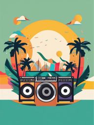 Summer Music Festival clipart - Music festival in summer, ,vector color clipart,minimal