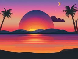 Sunset Emoji Sticker - Tranquil horizon, , sticker vector art, minimalist design