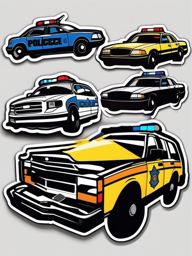 Police Car Sticker - Law enforcement style, ,vector color sticker art,minimal