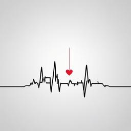 EKG Heartbeat Tattoo - Capture the essence of medical aesthetics with a tattoo featuring an EKG line intertwined with a rhythmic heartbeat.  simple vector color tattoo,minimal,white background