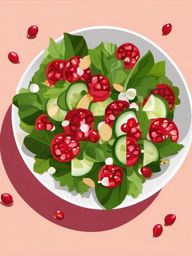 Pomegranate Salad Bowl Clipart - A bowl of fresh pomegranate salad.  color vector clipart, minimal style