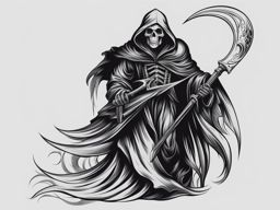 grim reaper tattoo black and white design 
