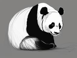 sketch of a panda  minimal rough sketch scribbles,doodles,black and white