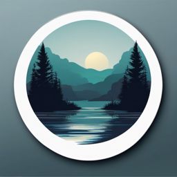 Foggy river sticker- Mysterious and flowing, , sticker vector art, minimalist design