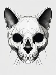 drawing of cat skull  minimal rough sketch scribbles,doodles,black and white