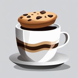 Coffee Cup clipart - coffee cup with a chocolate chip cookie  color,minimalist,vector clipart