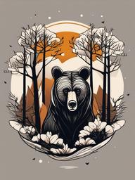 bear and tree tattoo  simple vector color tattoo