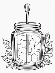 Food Coloring Pages - Honey jar with dipper  simple coloring pages