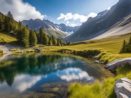 untouched mercantour national park - sketch the untouched landscapes of mercantour national park, nestled in the french alps, known for its pristine wilderness. 