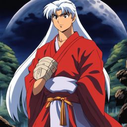 inuyasha - battles menacing demons in a moonlit, ancient temple. 