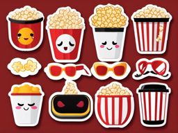 Popcorn Box Emoji Sticker - Movie night delight, , sticker vector art, minimalist design