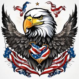 Bald eagle tattoo, Bald eagle tattoo, the emblem of freedom and leadership. , tattoo color art, clean white background