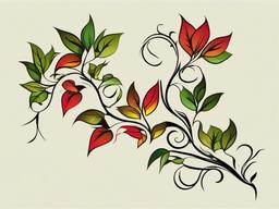 leafy vine tattoo  simple vector color tattoo