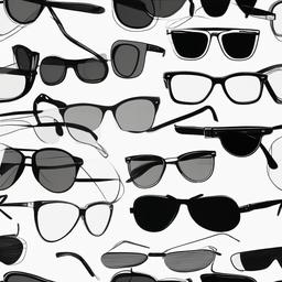 drawing of sunglasses  minimal rough scribbles,doodles,black and white