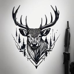 bowhunting tattoo ideas  simple color tattoo,minimal,white background