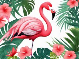 Cute Flamingo in a Tropical Haven  clipart, simple