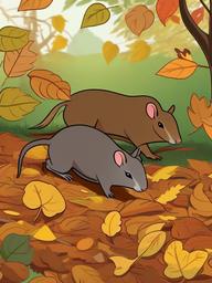 Agouti cartoon - Agouti scurrying through fallen leaves  