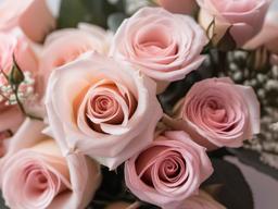 Valentine's Day background - Soft pink roses and baby's breath arranged in a bouquet  aesthetic background wallpaper