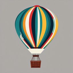 Hot Air Balloon Clipart - A colorful hot air balloon aloft.  color vector clipart, minimal style