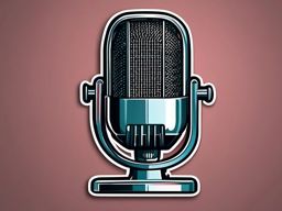 Microphone Sticker - Classic microphone illustration, ,vector color sticker art,minimal