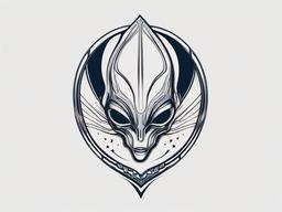 Alien Tattoo Design Small - Small yet impactful, a carefully designed alien tattoo for subtle elegance.  simple color tattoo,vector style,white background