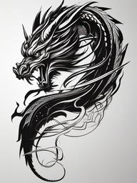 Samurai Dragon Tattoo - Tattoo featuring a dragon in a samurai-themed design.  simple color tattoo,minimalist,white background