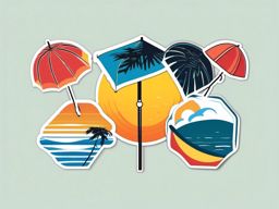 Beach umbrella sticker, Sunny , sticker vector art, minimalist design