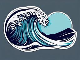 Water Wave Sticker - Water wave for ocean themes, ,vector color sticker art,minimal