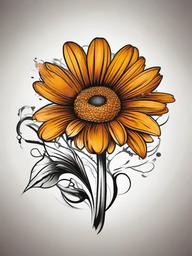 Daisy Tattoo Drawing-Artistic expression with a daisy tattoo drawing, showcasing the essence of detailed and meaningful artwork.  simple vector color tattoo