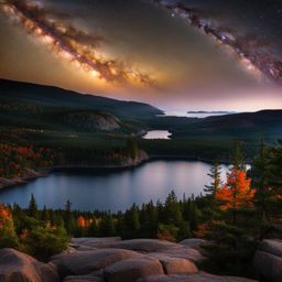 acadia national park - imagine the mesmerizing night atmosphere of acadia national park, where granite peaks, rugged coastline, and starry skies await. 