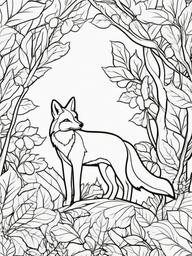 Fox Coloring Pages - Fox surrounded by autumn leaves  simple coloring pages