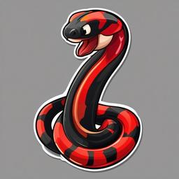 Scarlet Kingsnake cartoon - brightly colored, non-venomous snake  cartoon sticker style