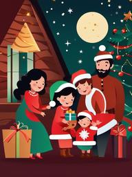 Christmas Pictures clipart - Christmas celebration with family  vector clipart