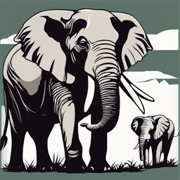 Elephant clipart - Gentle giant of the safari with impressive tusks, ,vector color clipart,minimal