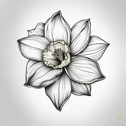 Daffodil Flower Tattoo - Tattoo featuring the cheerful and bright daffodil flower.  simple color tattoo,minimalist,white background