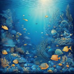 Underwater Kingdom Blue Backgrounds intricate details, patterns, wallpaper photo