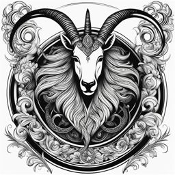 capricorn tattoo black and white design 