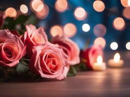 Valentines Day background - Soft-focus roses with glowing fairy lights in the background  aesthetic background wallpaper