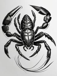 drawing of scorpion  minimal rough scribbles,doodles,black and white