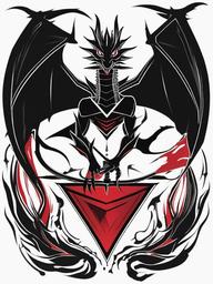 Red Eyes Black Dragon Tattoo - Tattoo featuring the iconic Yu-Gi-Oh! card, Red-Eyes Black Dragon.  simple color tattoo,minimalist,white background