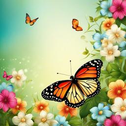 Butterfly Background Wallpaper - wallpaper with butterflies and flowers  