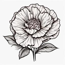 Carnation Tattoo Flower,Love for florals expressed in a carnation flower tattoo, showcasing timeless and symbolic beauty.  simple color tattoo,minimal vector art,white background