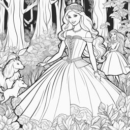 barbie coloring pages - barbie explores a magical forest filled with talking animals. 