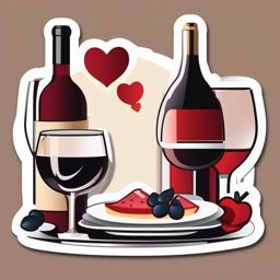 Romantic Dinner and Wine Emoji Sticker - Intimate dinner for two, , sticker vector art, minimalist design