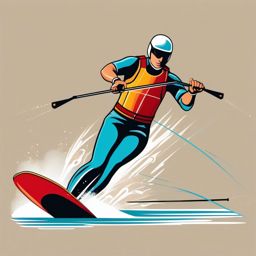 Water Skiing Surface Trick Clipart - A water skier executing surface tricks with precision.  color vector clipart, minimal style