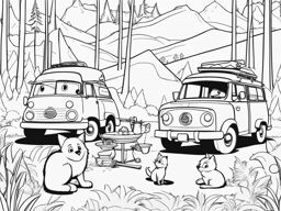 bluey coloring pages - bluey and bingo go on a camping adventure in the wilderness. 