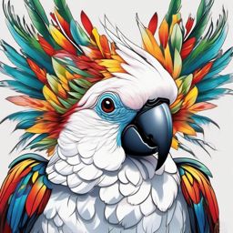 Cockatoo tattoo, Vibrant cockatoo tattoo, representing communication and expression. , tattoo color art, clean white background