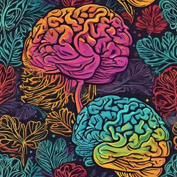 Brain clipart - brain illustration in a colorful style  